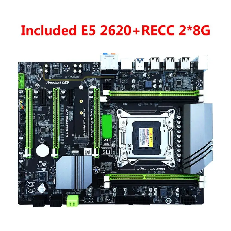 

X79T Mainboard Desktop Computer Motherboard LGA2011 E5 2620 CPU 2x8GB=16GB 1600MHz DDR3 ECC Memory