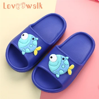 

Slippers Kids Toddler Teens Girl Boys Home Slippers Rubber Cartoon Animation Fish Flat Heels Shoes Sandals Kids Slippers