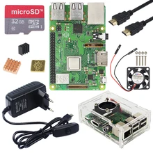 Raspberry pi 3 modelo b plus kit com wifi & bluetooth + 3a adaptador de alimentação acrílico caso cooler cabo para raspberry pi 3b +