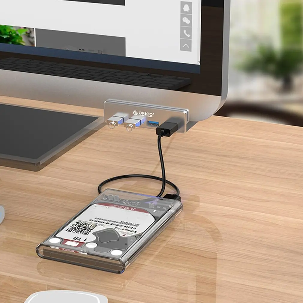 ORICO MH4PU алюминиевый 4 порта USB 3,0 зажим-тип концентратор для настольного ноутбука диапазон зажимов 10-32 мм с 100 см Дата кабель-серебро