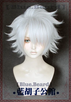 

FGO /Garden of Avalon Galahad Cosplay Wigs High-temperature Fiber Synthetic Hair Sliver Short Hair + free hair net