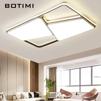 

BOTIMI Modern Black White Foyer LED Ceiling Lights Rectangular Rooms Ceiling Lamp Round Square Bedroom Kitchen Home Lighting