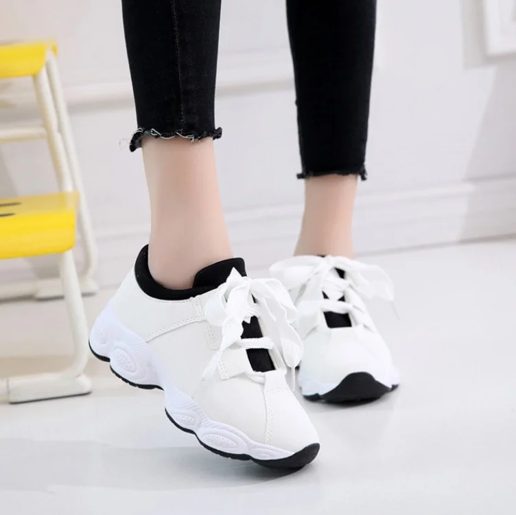 White single shoes Женские повседневные кроссовки; зимние кроссовки с Плюшевым Мехом; теплая женская обувь на шнуровке; женская обувь - Цвет: White single shoes