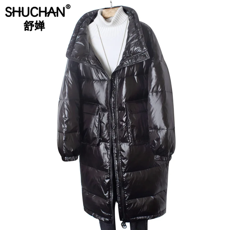 Shuchan женский пуховик с широкой талией белый утиный пух Толстая зимняя куртка для женщин Свободные женские пуховые пальто