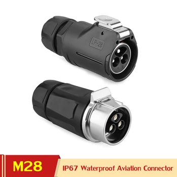 

Industrial Waterproof IP67 Terminal Wire Adapter M28 3 Pin 35Amp Crimping Power Automotive Electrical Cable Connector Male Plug
