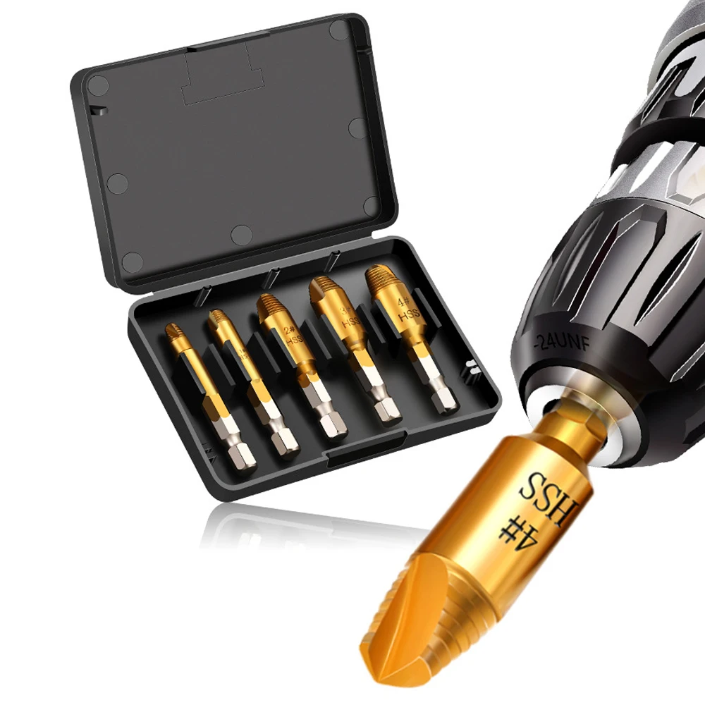 5Pcs Single head Damaged Screw Extractor HSS Drill Bit Set Stripped