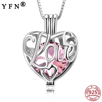 شراءYFN 925 فضة قفص قلادة مع كريستال من سواروفسكي قلادة قلادة مجوهرات الحب عيد الحب هدية أمي هدايا