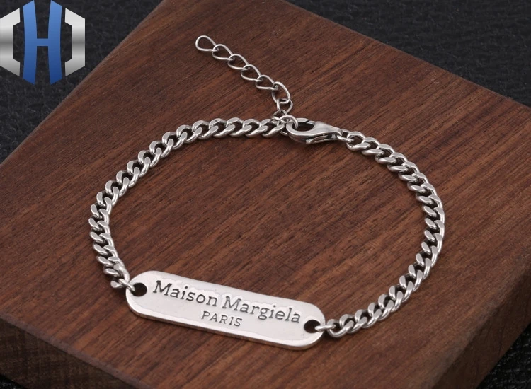 

S925 Sterling Silver Jewelry Korean Fashion Popular Letter Brand Women's Bracelet Retro Thai Silver Silver Chain