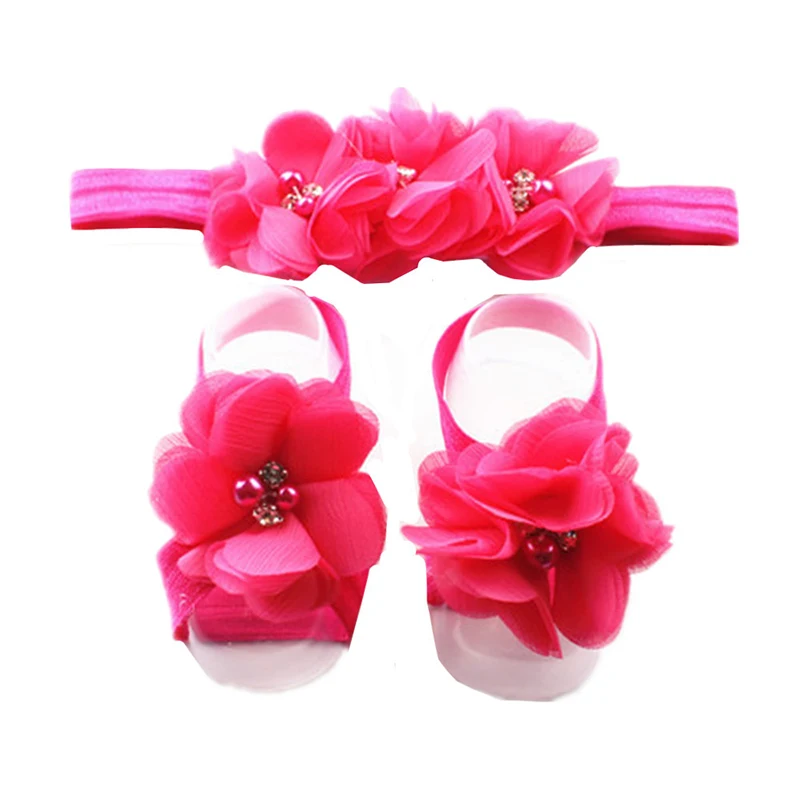 Симпатичные цветочные жемчужные ободки для девочек новорожденные фотографии реквизит ободки для новорожденных вещи для детские украшения для волос комплект обуви
