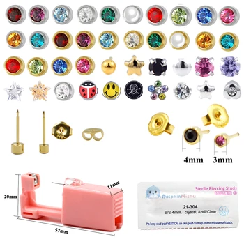 

1PC Disposable Sterile Ear Piercing Unit 361L Surgical Steel Cartilage Tragus Helix earring stud for more Safe Piercing Gun Tool