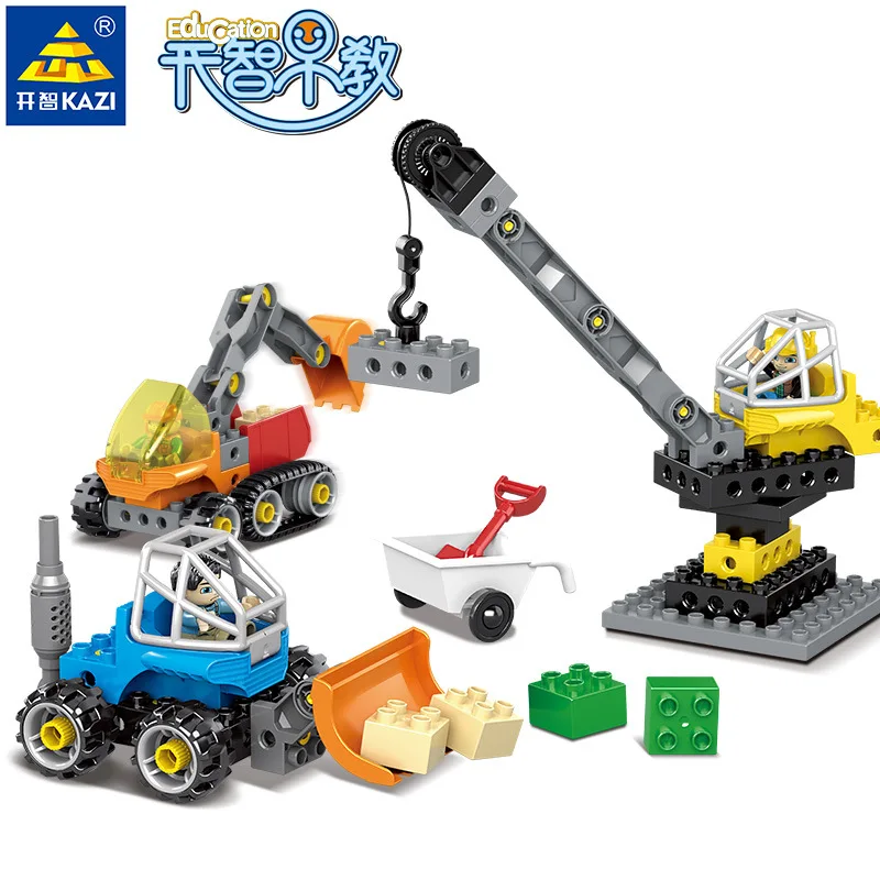 

KAZI Bulldozer Excavator Large Particles Assembled Building Blocks 3-6 a Year of Age CHILDREN'S Toy Gift