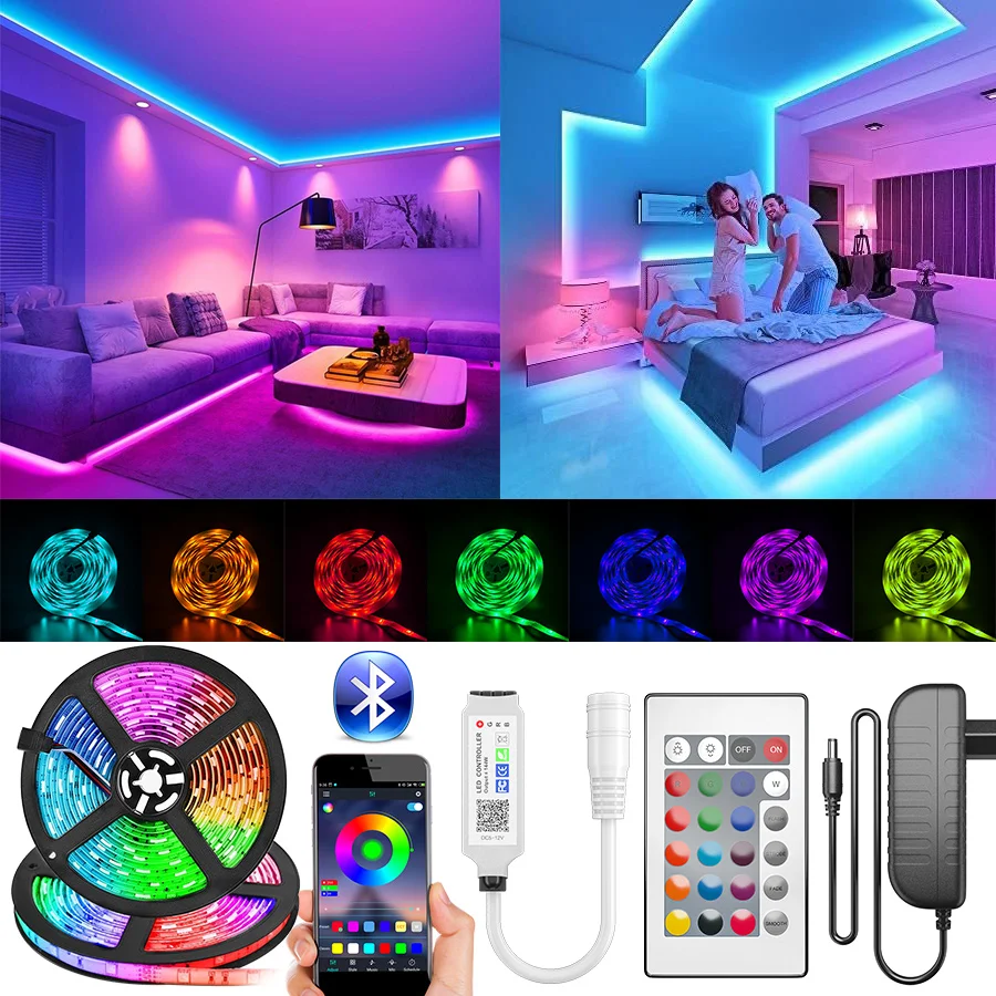 5050 SMD Bluetooth LED Strip Lights 30M 20M RGB LightFlexible Ribbon Waterproof Tape Diode DC 12V Control | Лампы и освещение
