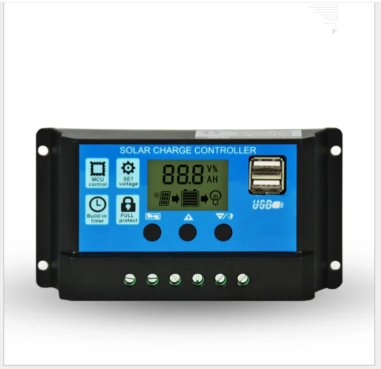 12V24V10A простой Солнечный контроллер управления светом Солнечный ЖК-заряд и регулятор разряда с USB
