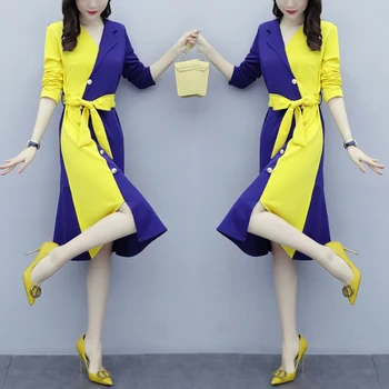 

Patchwork Dresses For Women Plus Size Splicing Korean Dress Fashion Ladies Dresses Vestidos De Fiesta De Noche Dress Shirt