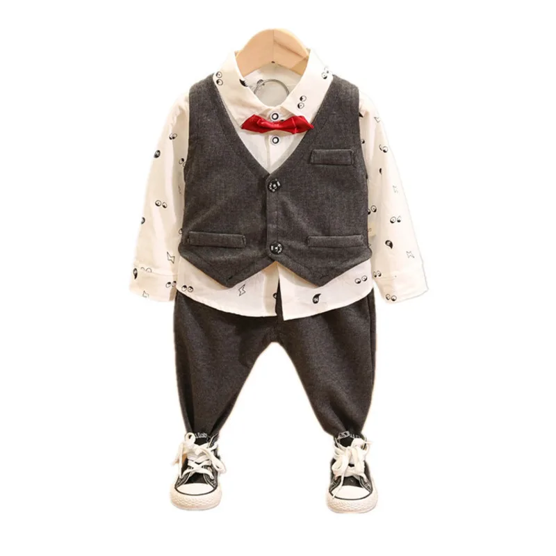 New Spring Autumn Trendy Children Clothes Baby Boy Girl Print Vest Shirt Pants 3 Pcs/set Kids Infant Clothing Toddler Sportswear |