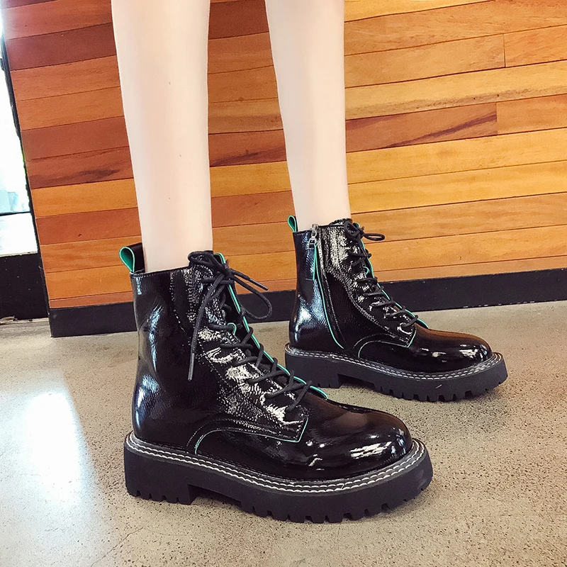 

Women's Mid Calf Boots Round Toe Shoes Lace Up Luxury Designer Bootee Woman 2019 Low Heels booties Summer Booties Rubber