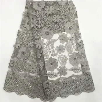 

green African Net beads Lace Sequins gray Embroiderd High Quality white French Lace Fabric Nigerian Lace Fabric For Wedding
