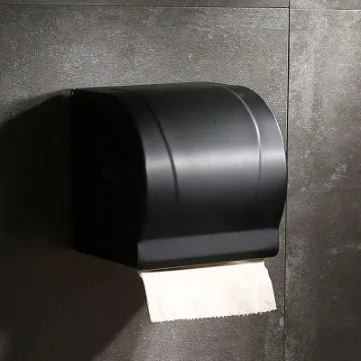 Paper Box Набор аксессуаров для ванной, латунный стеллаж для полотенец, угловая полка, держатель для бумаги, держатель для туалетной щетки, крючок для халата, гвоздь, черный, масло, матовый, резной - Цвет: Paper Box