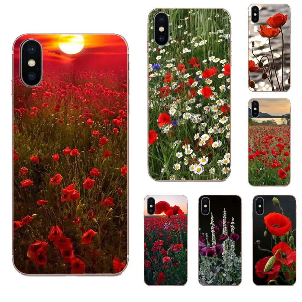 Красные маки васильковые цветы художественный плакат печать для Motorola Moto G G2 G3 G4 G5