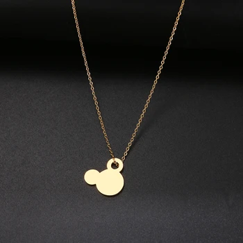 

Mickey Castle Stainless Steel Necklaces for Kids Jewelry Mini Mouse Animal Rabbit Necklace collier femme 2020 Wholesale