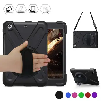 

Shockproof Kid Case for iPad Mini 3 2 1 360 Degrees Swivel Stand Hand Grip Strap Shoulder Strap PC Silicone Cover for iPad Mini