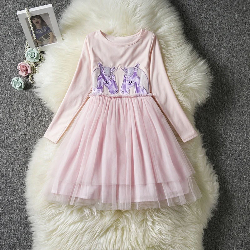 Милое Платье для девочек с единорогом костюм принцессы с милыми животными повседневные зимние платья для маленьких девочек детская одежда для девочек 3, 5, 8 лет