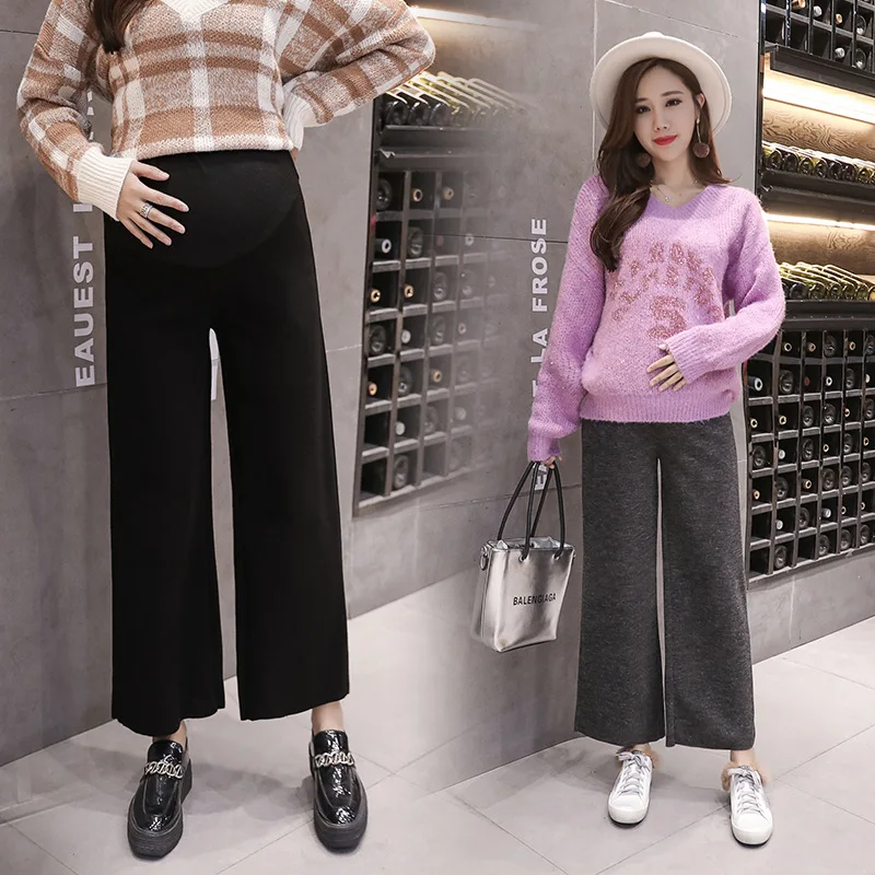 

Pregnant Women Pants Photo Shoot 2018 New Style Spring And Autumn Korean-style Loose Straight Knitted Pregnant Women Wide-Leg Hi