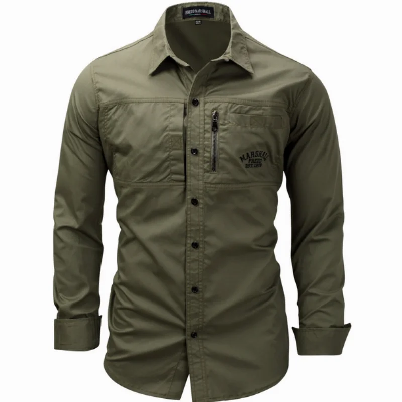 

Men's Military Clothing Autumn Army Shirt Men Cotton Tactical Shirt Zipper Design Long Sleeve Work Shirts chemise homme MY472