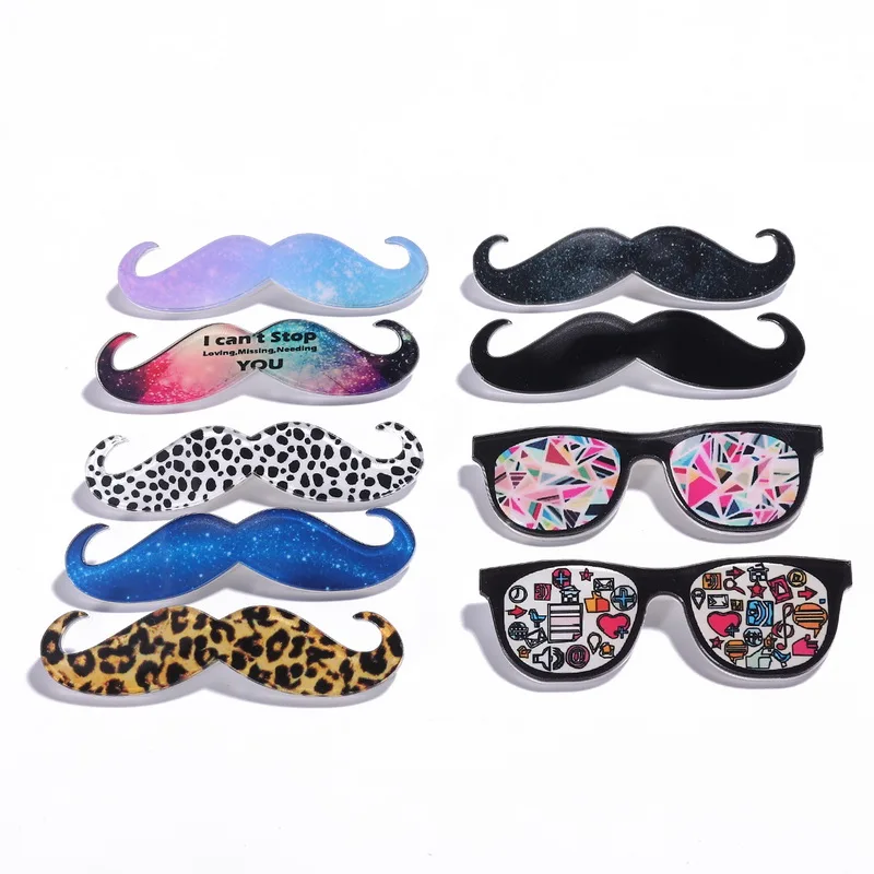 1pcs Cartoon Icons Cool Moustache Sunglasses Badge On Backpack Brooch Pins For Clothes Acrylic Women and Men | Украшения и