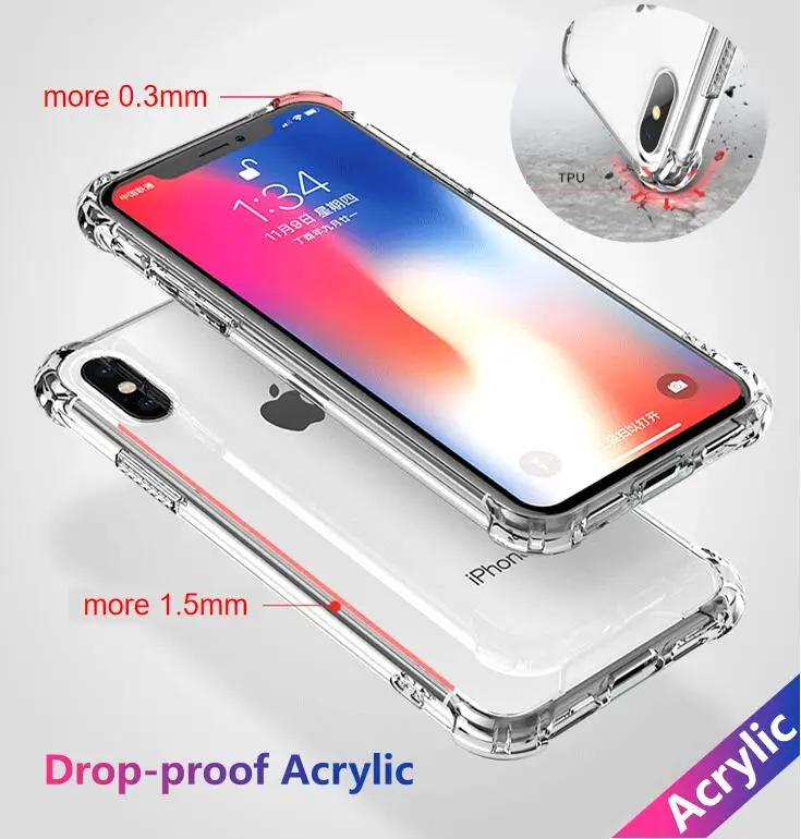 100Pcs Clear Hybrid Acrylic Back Case For iPhone