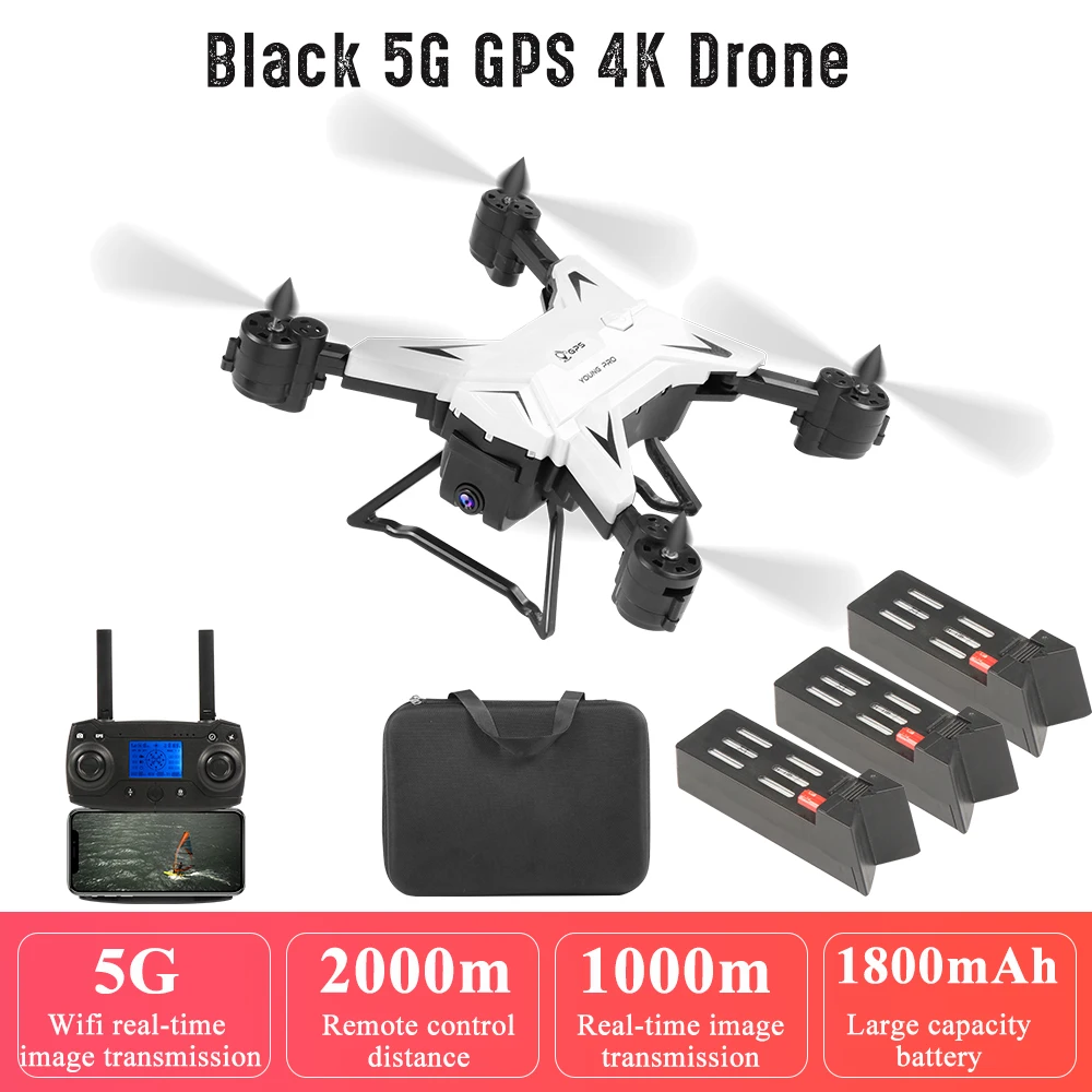 5G wifi FPV мини-Дрон 4K gps Профессиональный Дрон с HD камерой Радиоуправляемый квадрокоптер Дрон оптическое позиционирование потока складной Дрон - Цвет: White 5G GPS 4K 3B
