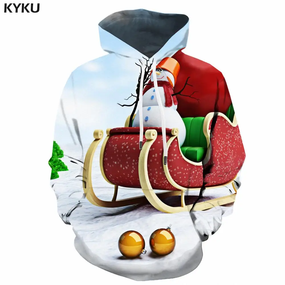 

KYKU 3d Hoodies Christmas Hoodie Men Christmas Tree Hoodie Print Snowman 3d Printed Unisex Streetwear Autumn New High Quality