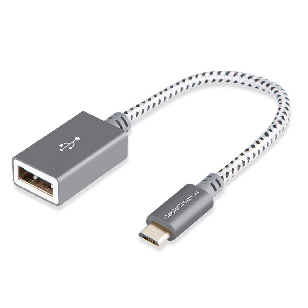 CableCreation Cable Micro USB OTG plateado trenzado, adaptador Micro USB a USB Compatible con Samsung S7 Flash Drive, ratón y USB| - AliExpress