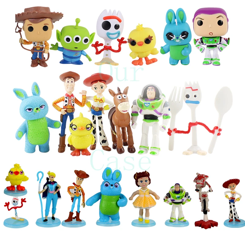 

6pcs 7pcs 9pcs Toy Story 4 Action Figure Woody Buzz Lightyear Forky Jessie Bo Peep Gabby Bunny Ducky Bullseye Alien Baby Toy