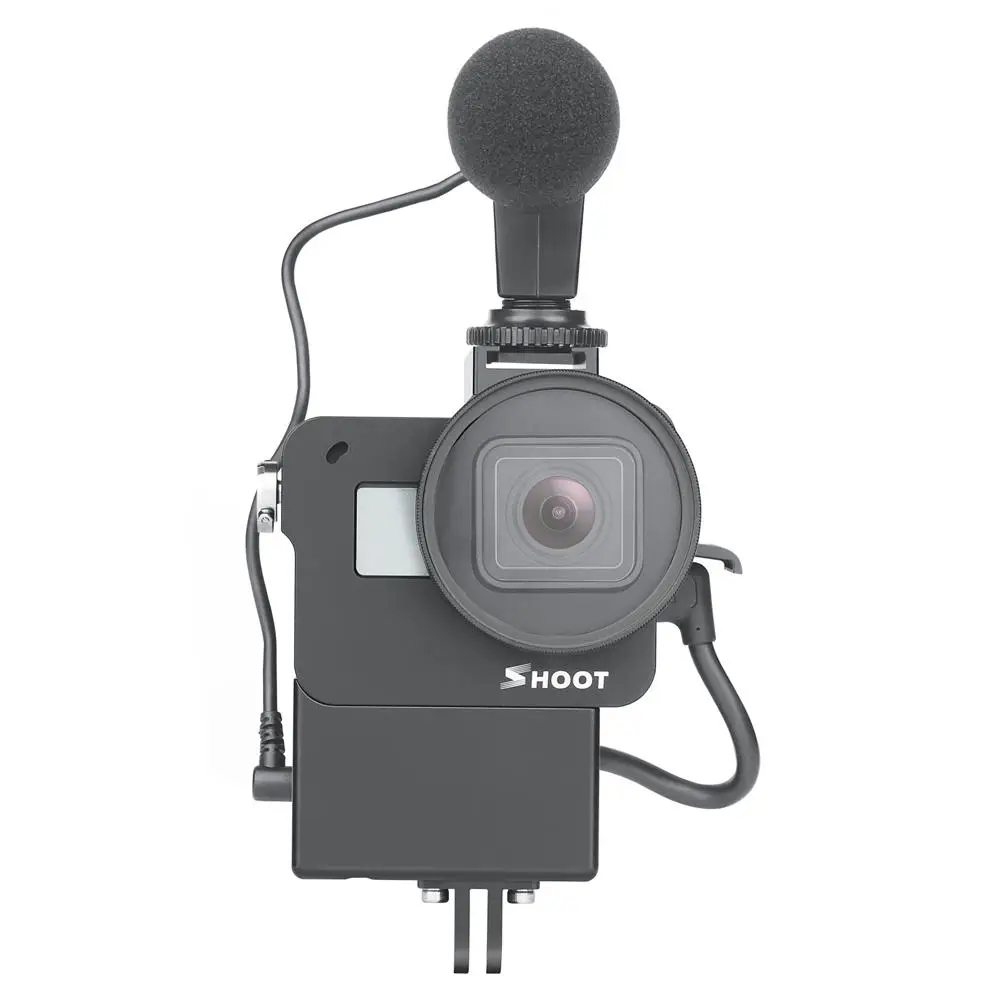 Крепление для микрофона чехол для GoPro Hero 7 6 5 защитный Vlogging клетка Vlog корпус Корпус рамка чехол Холодный башмак r25