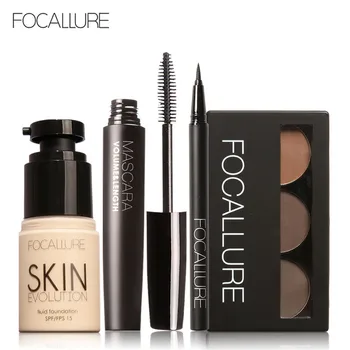 

FOCALLURE Makup Tool Kit 4 PCS Must Have Cosmetics Including Foundation Mascara Eyeliner Eyebrows Makeup set
