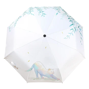 

Portable Umbrella Female Folding Automatic Unique Cartoon Pocket Parasol Uv Protection Parasol Cute Windproof Umbrella EA60YS