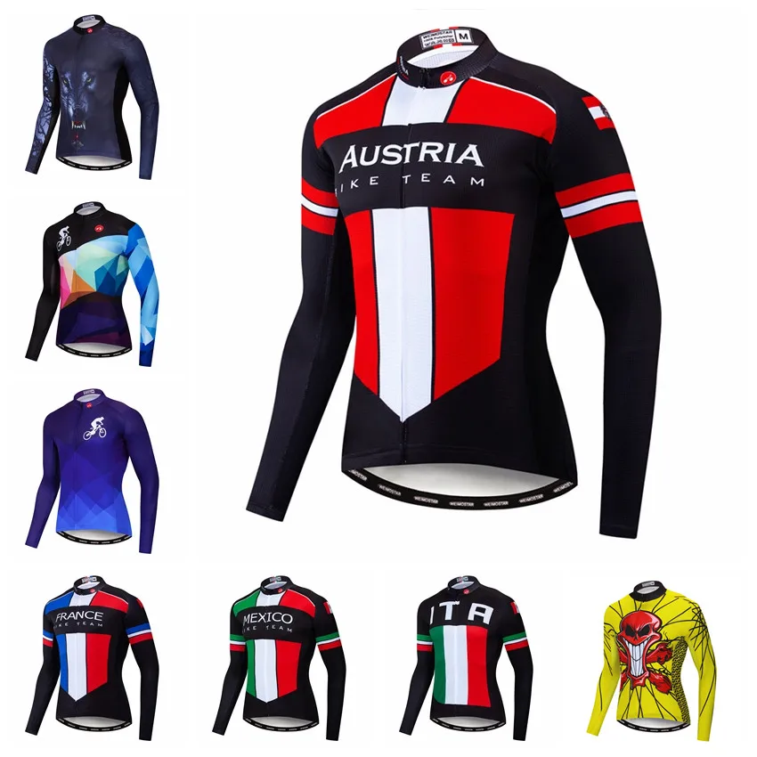 Austria cyclingn jersey Men Mountain Bike jersey fall MTB Bicycle Shirt long sleeve Road blouse Top wear autumn US Italy  red