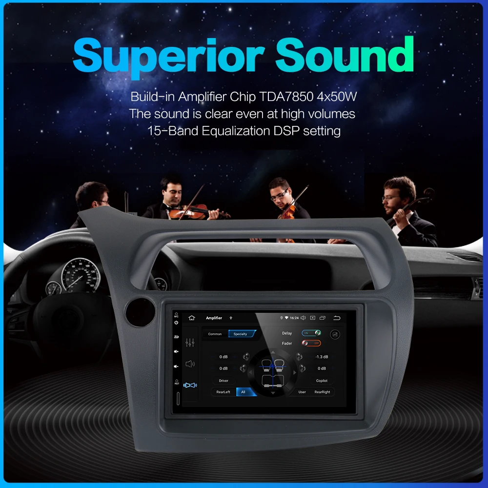 Perfect Dasaita 7" HD Touch screen Car Android 9.0 Radio GPS Player Navi for Honda Civic Hatchback 2006-2011 Autostereo audio TDA7850 3