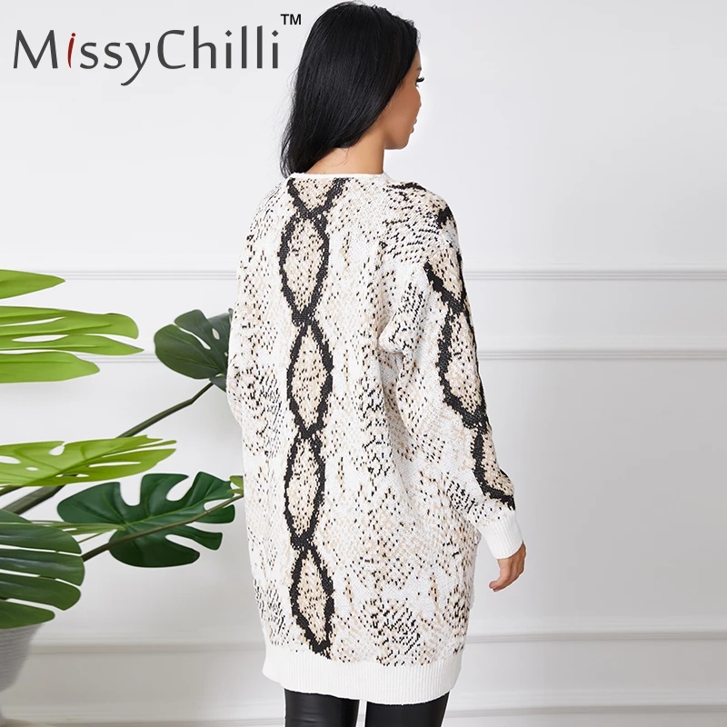 MissyChilli Змеиный вязаный женский свитер пальто осенний теплый длинный кардиган зимняя модная верхняя одежда свитер-накидка