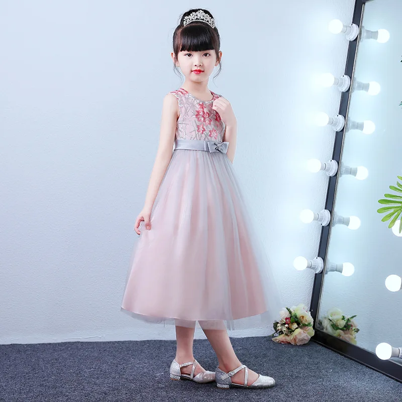 Детское платье для свадьбы; летняя длинная юбка; юбка принцессы для девочек; детская одежда больших размеров с вышивкой