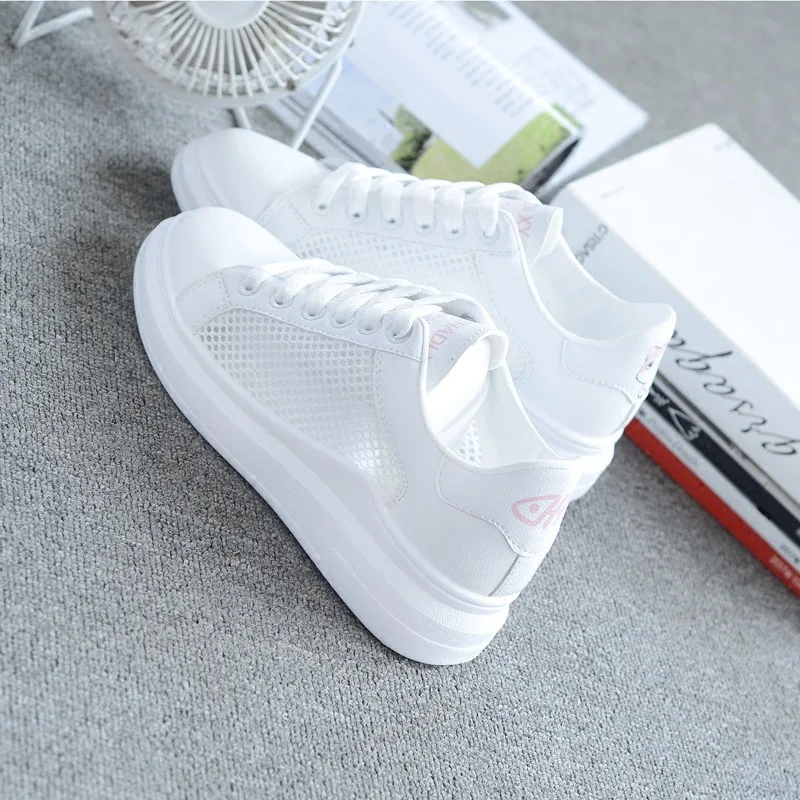 

2019 Women Casual Shoes Spring and autumn Fashion Breathable Hollow Lace-Up Sneakers air Mesh Sport Shoes Woman