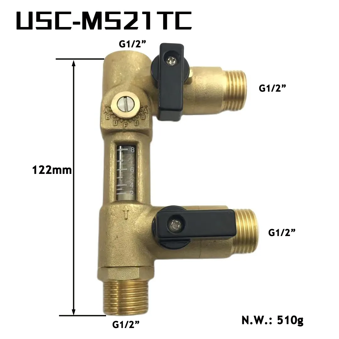 

G1/2" Mechanical Flow Meter Direct Reading USC-MS21TC 2-8L/min Spring flowmeter Brass Flow reader Balancing Valve