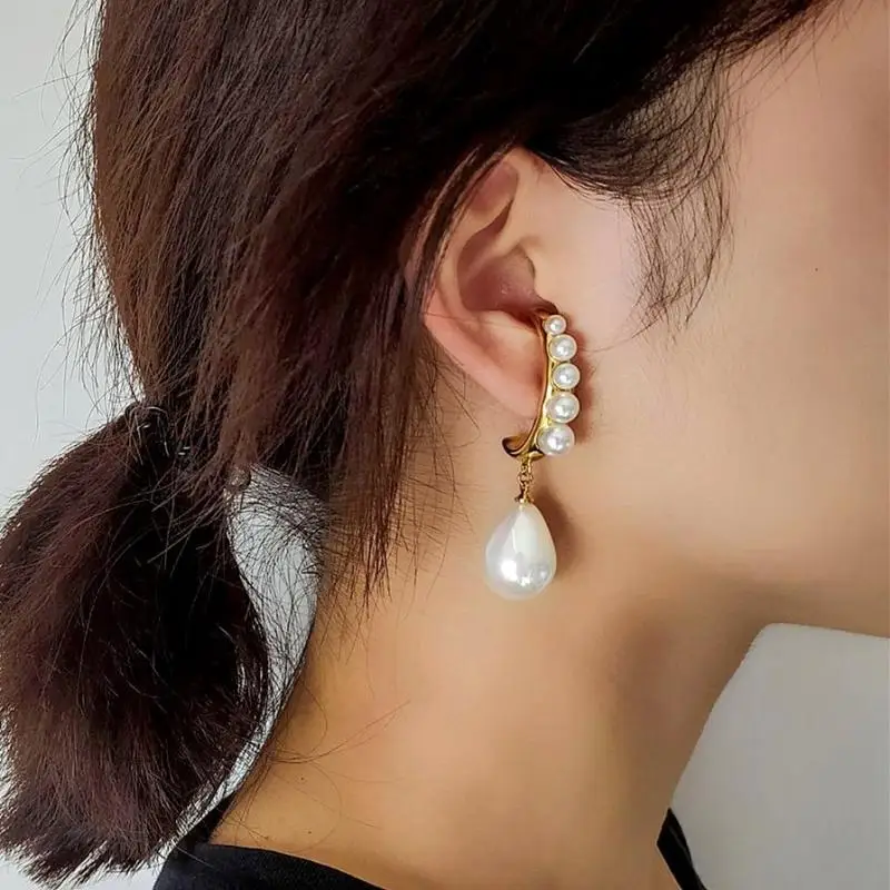 Женские массивные серьги с искусственным жемчугом дизайнерские классические