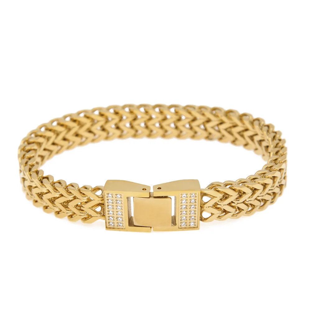 Hip Hop Ice Cube Zircon Glitter Luxurious Keel Chain Bracelet Stainless Steel Men's Womens Fashion Creativity Jewelry Gift | Украшения
