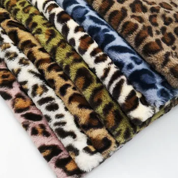 

1m*1.6m Plush Fabric Polyester Leopard Printed Knitted Fabric Thicken DIY Clothing Home Textile Toy Faux Rabbit Down Short Plush
