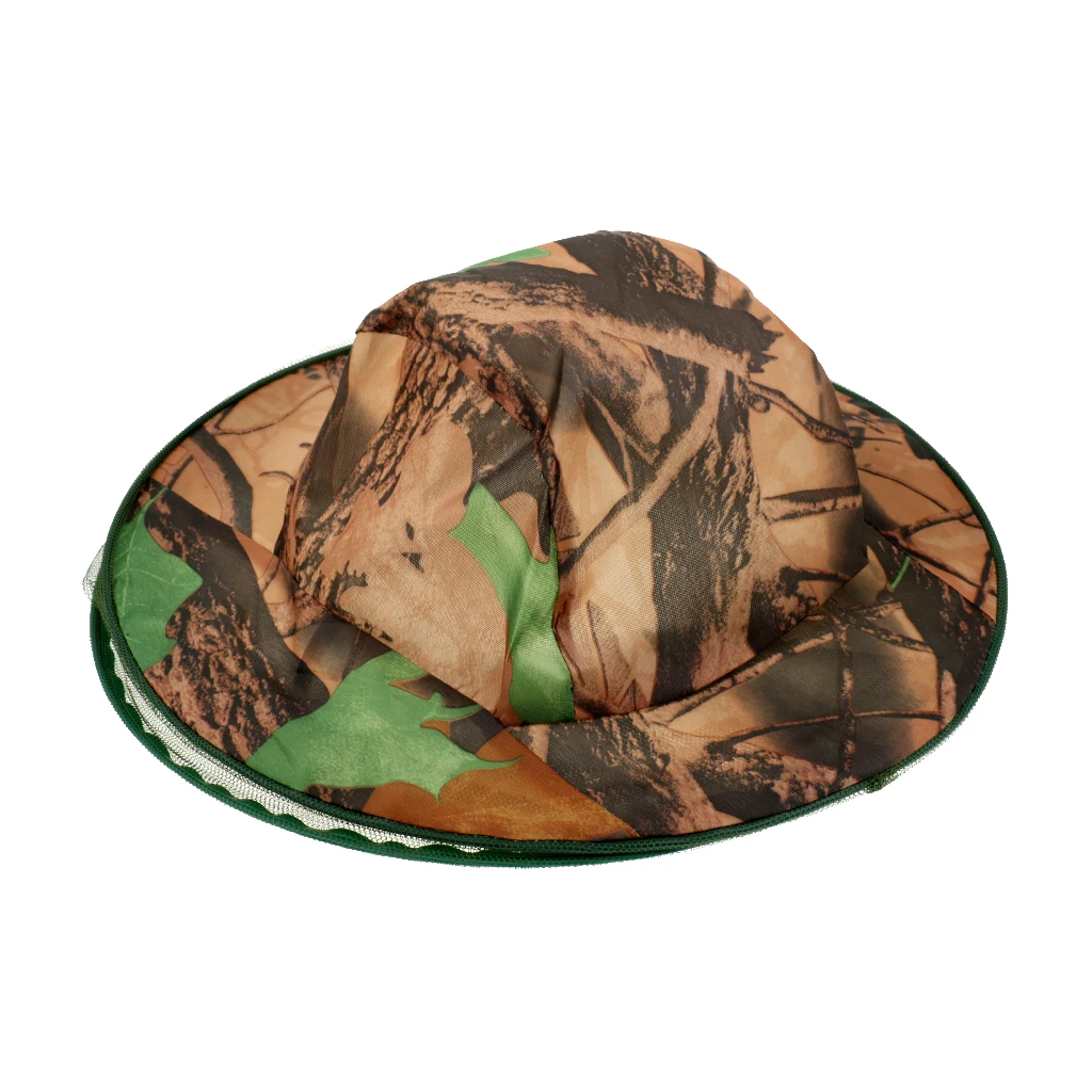 Camouflage Hat with Head Net Mesh Fishing Beekeeping Face Protector Anti-UV