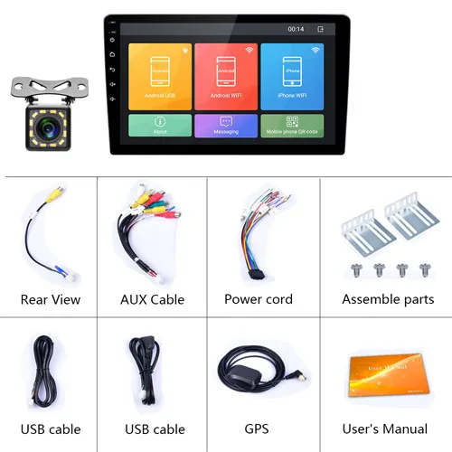 With 12 LED Camera Podofo 2din автомобильный радиоприемник " Android 2.5D автомобильный мультимедийный плеер gps навигация Wifi Авторадио MirrorLink 2DIN универсальный автомобильный стерео - Цвет: With 12 LED Camera