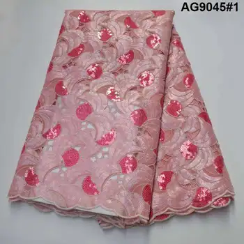 

High Quality African Lace Fabric Organza Lace With Sequins Embroidered 2020 Nigeria Cord Lace For Party Wedding Dress OG191211
