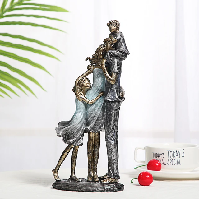 Holiday Family Sculpture Handmade Resin Statue 5